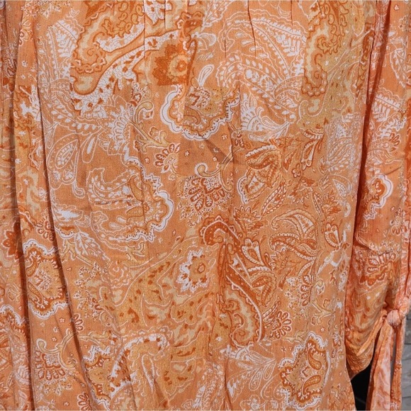 Michael Kors orange and white off shoulder‎ paisley blouse size medium - Picture 5 of 7